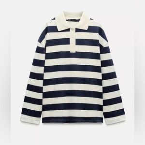 Zara striped heavy cotton polo shirt